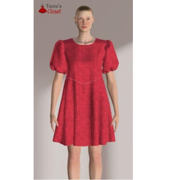 Rập đầm baby doll tay ngắn phồng