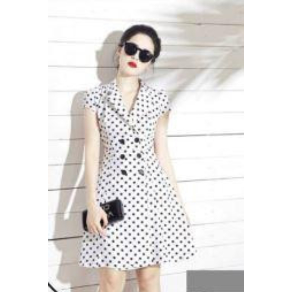 Rập đầm chữ A vạt xéo có hai hàng cúc size M