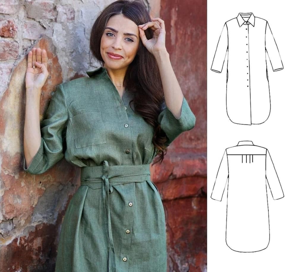 Rập đầm dài tay nhỏ cổ sơ mi
