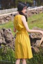 Rập đầm midi cổ tròn vạt đắp size L - Image 2