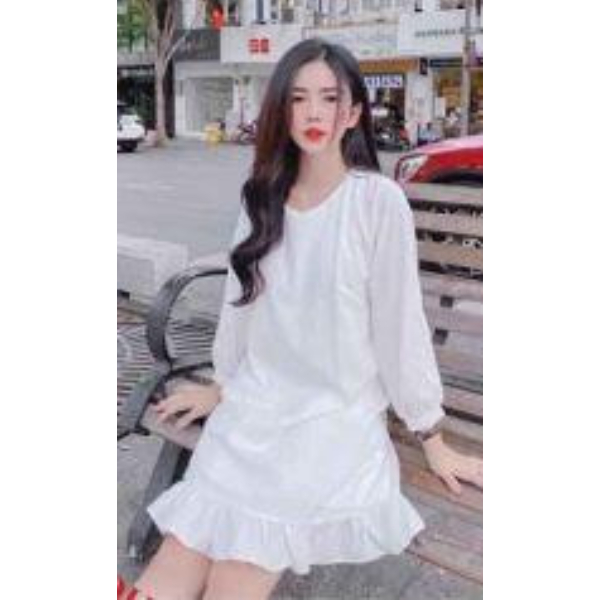 Rập đầm suông đuôi cá cổ sen dài tay size XS-L
