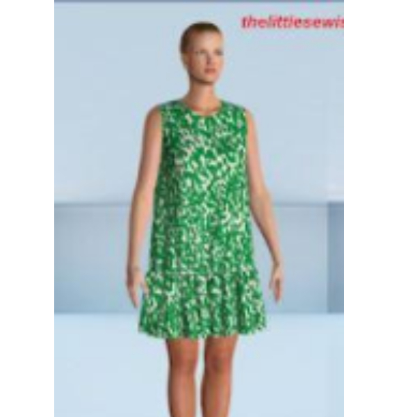 Rập đầm suông không tay xếp nếp phần dưới size XXS-XXL