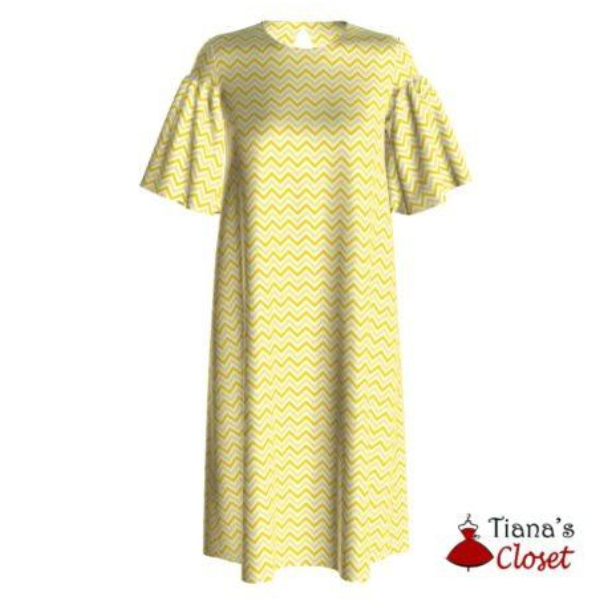 Rập đầm tunic tay ngắn xòe