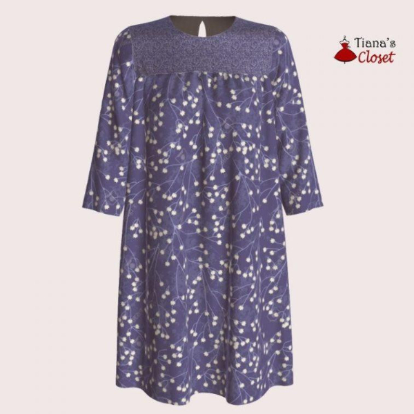 Rập đầm tunic tay nhỏ cổ tròn